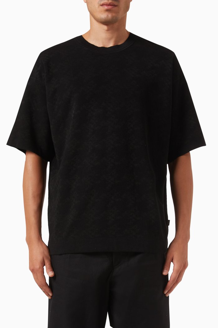 

Houndstooth Sweater in Cotton-blend Jacquard, Black