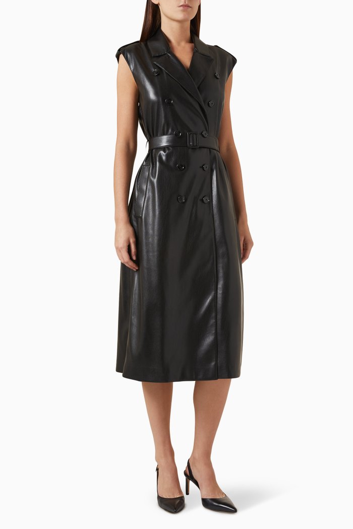 

Dujeta Midi Dress in Faux Leather, Black