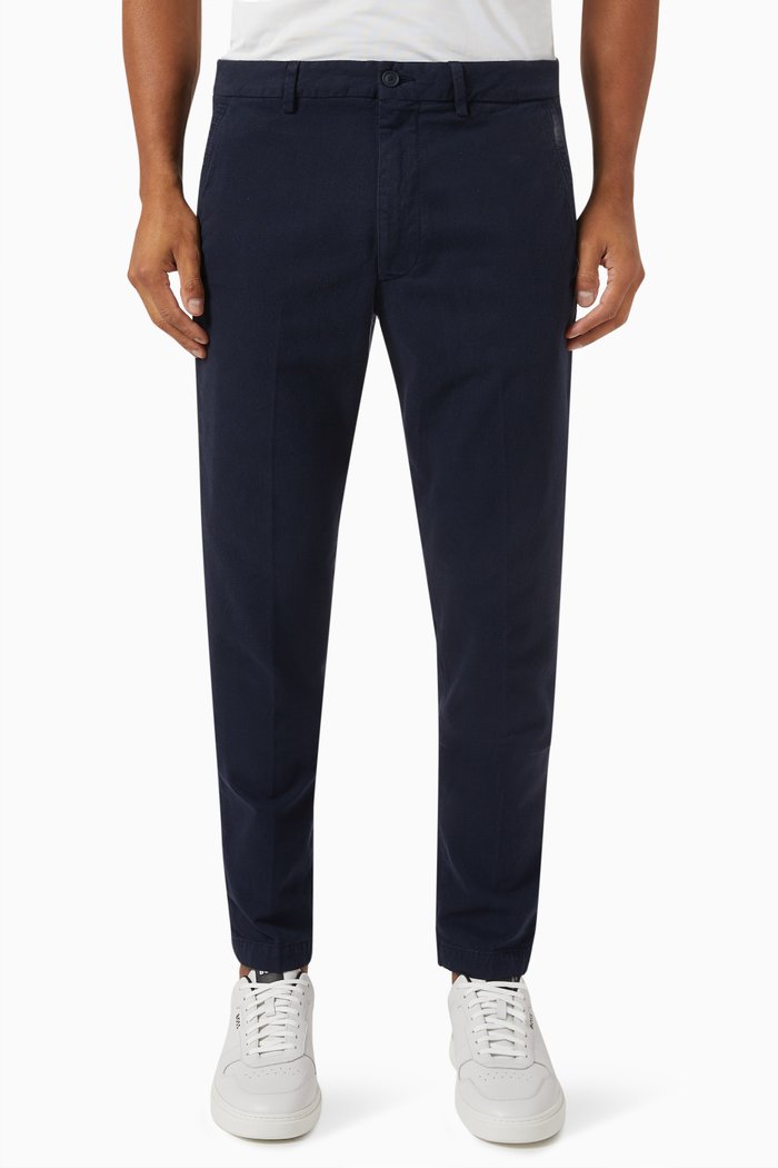 

Slim-fit Pants in Structured Cotton, Blue
