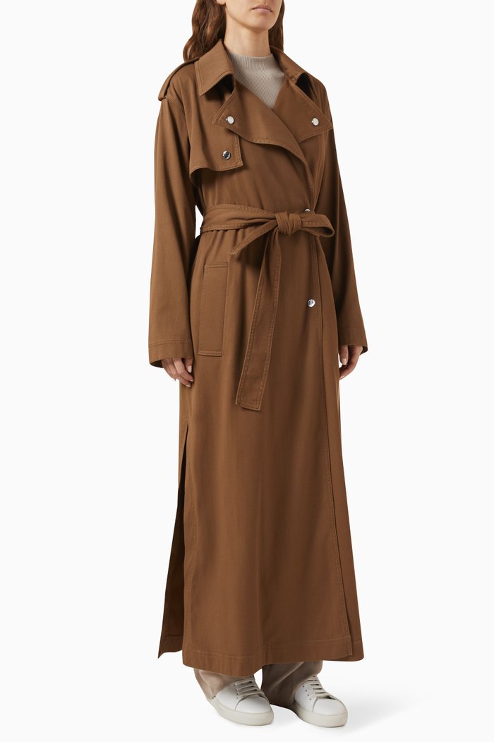 

Belted Trench Coat in Cotton-blend, Brown