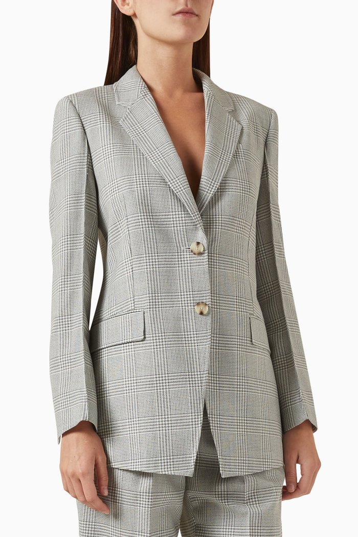 

Checked Jacket in Wool Crepe, Grey