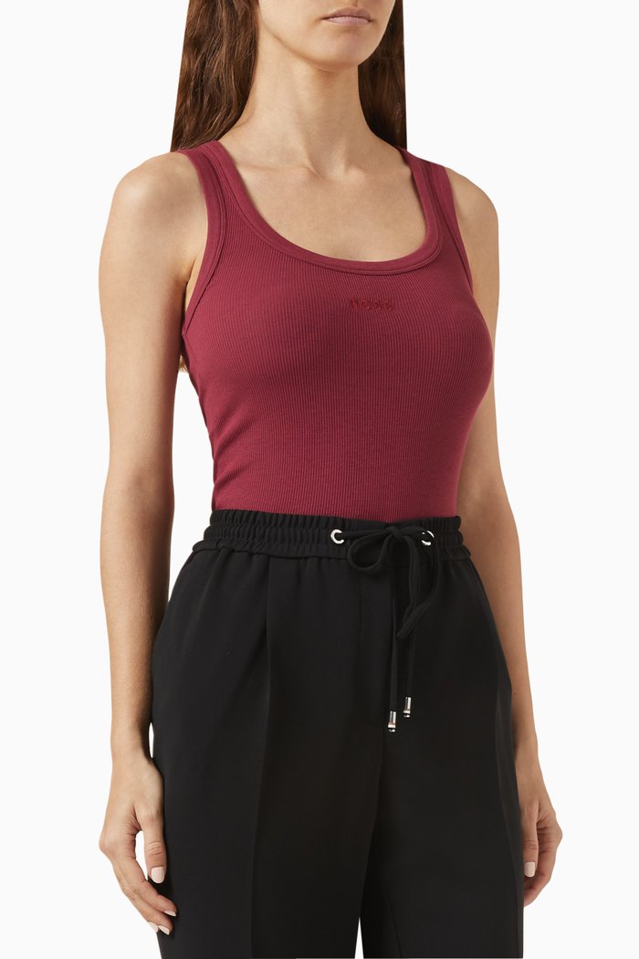 Ribbed Vest in Cotton-stretch, Red