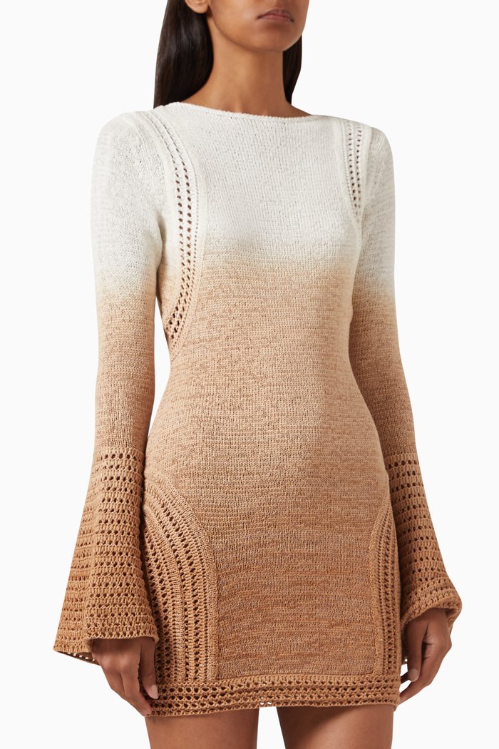 

Orly Ombre Mini Dress in Cotton-knit, Neutral