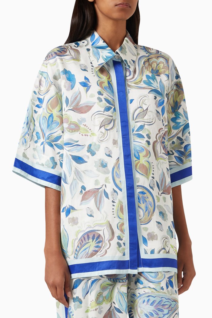 

Polly Printed Oversized Shirt, Blue