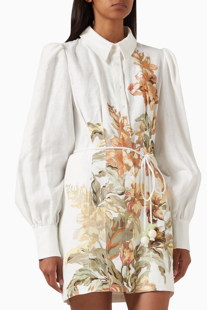 

Parisa Mini Shirt Dress in Linen, Multicolour