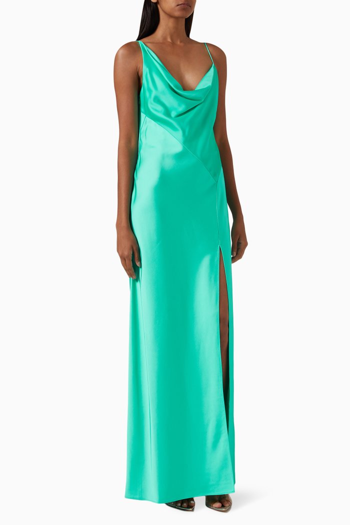 

Annabel Bias-cut Maxi Dress in Satin, Green