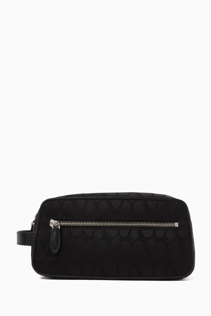 

Medium Toile Iconographe Washbag in Nylon, Black