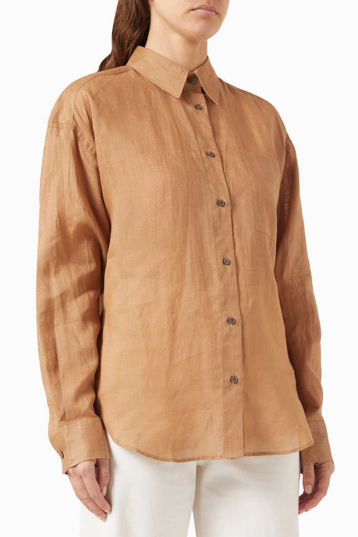 

Bostik Shirt in Ramie Canvas, Brown