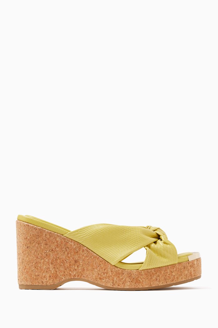 

Avenue 95 Wedge Sandals in Leather, Yellow
