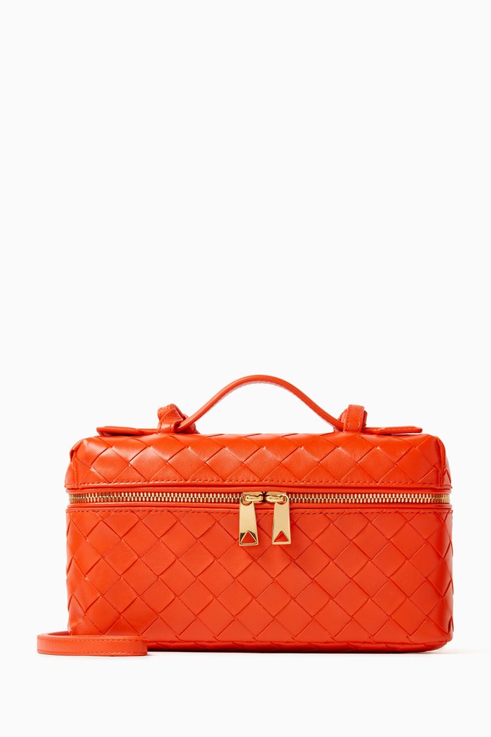 

Vanity Case On Strap in Intrecciato Leather, Orange