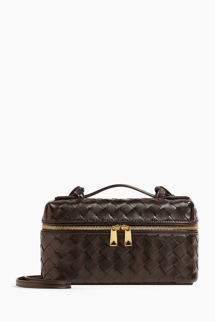 

Vanity Case On Strap in Intrecciato Leather, Green