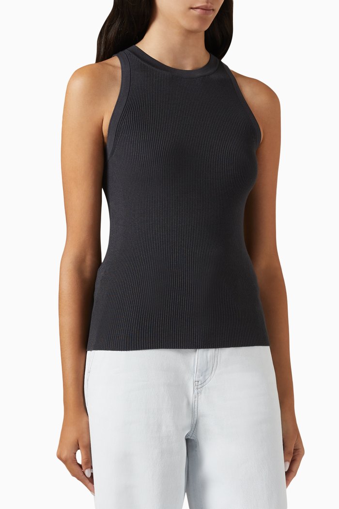 

Tank Top in Ribbed Knit, Grey
