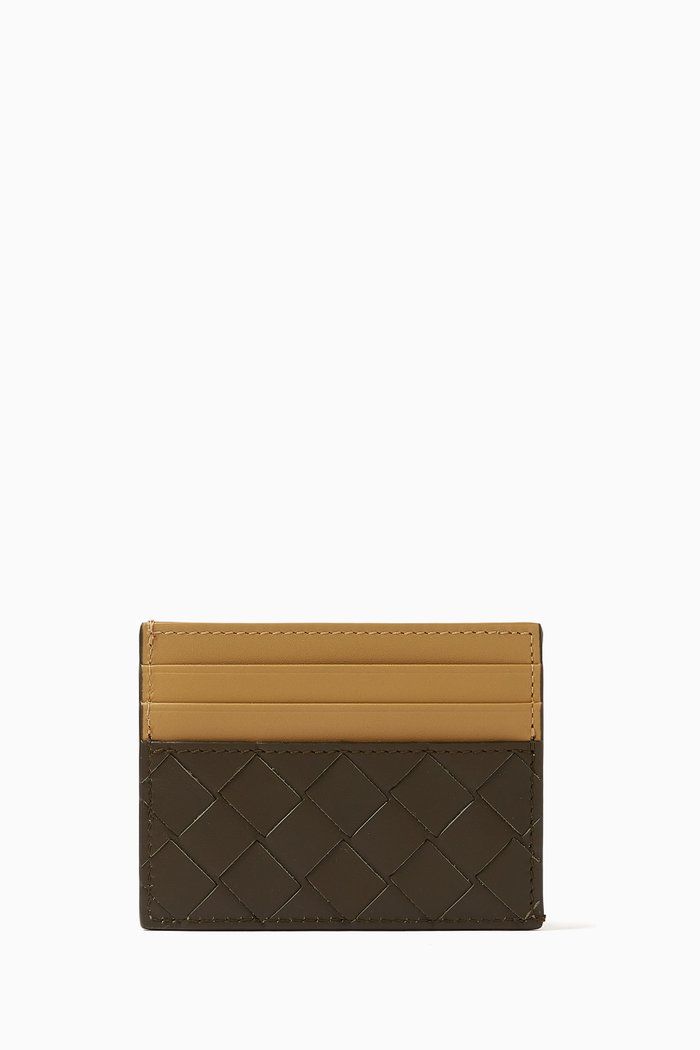 

Credit Card Case in Intrecciato Leather, Green