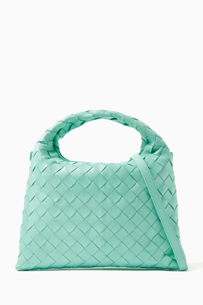 

Mini Hop Crossbody Bag in Intrecciato Leather, Green