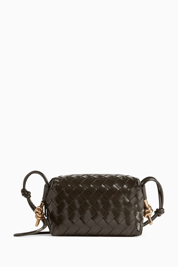

Mini Loop Camera Bag in Intrecciato Leather, Blue