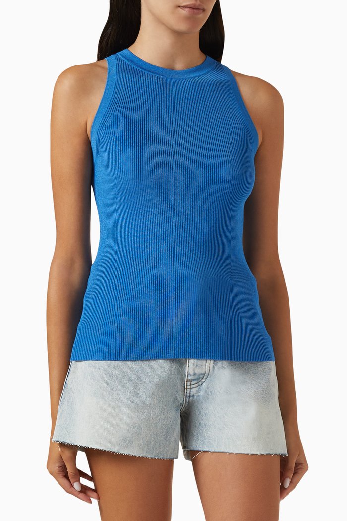 

Tank Top in Ribbed Knit, Blue