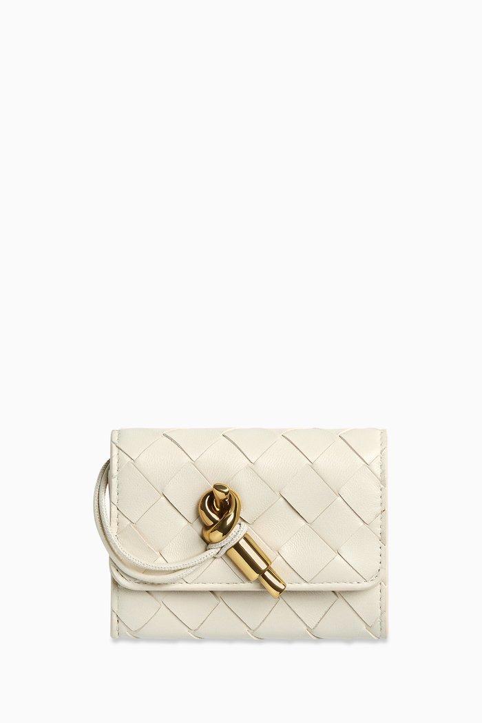 

Small Andiamo Envelope Wallet in Intrecciato Leather, White