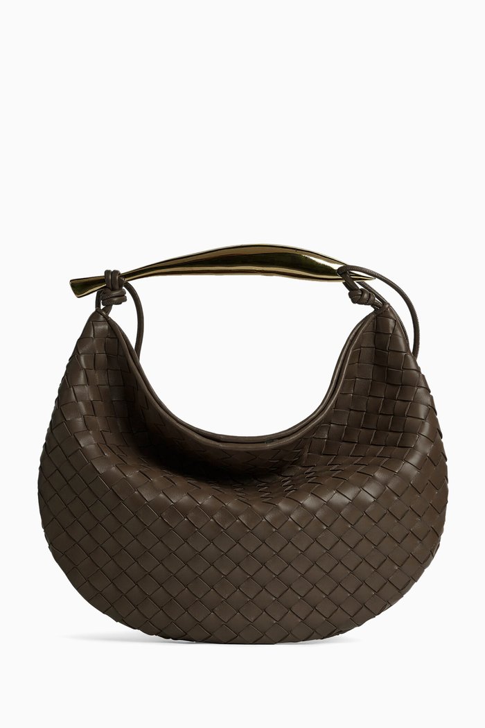 

Medium Sardine Shoulder Bag in Intrecciato Leather, Green