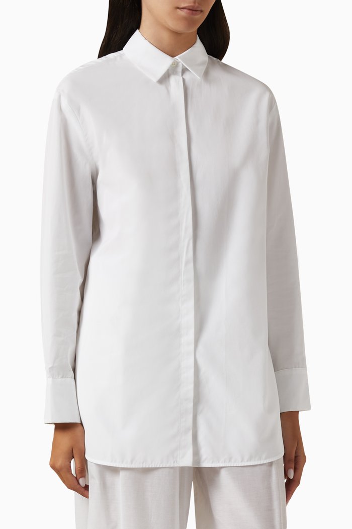 

Button-front Shirt in Organic Cotton, White