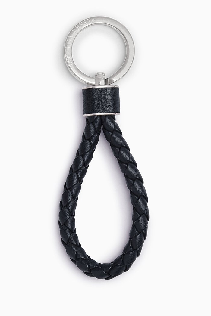 

Key Ring in Intreccio Leather, Blue