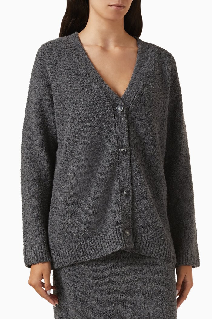 

x GI Bouclé-knit Cardigan in Cashmere-blend, Grey
