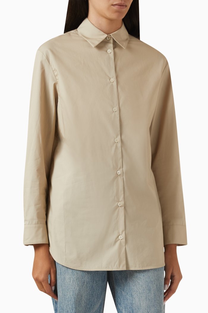 

Button-front Shirt in Cotton, Neutral