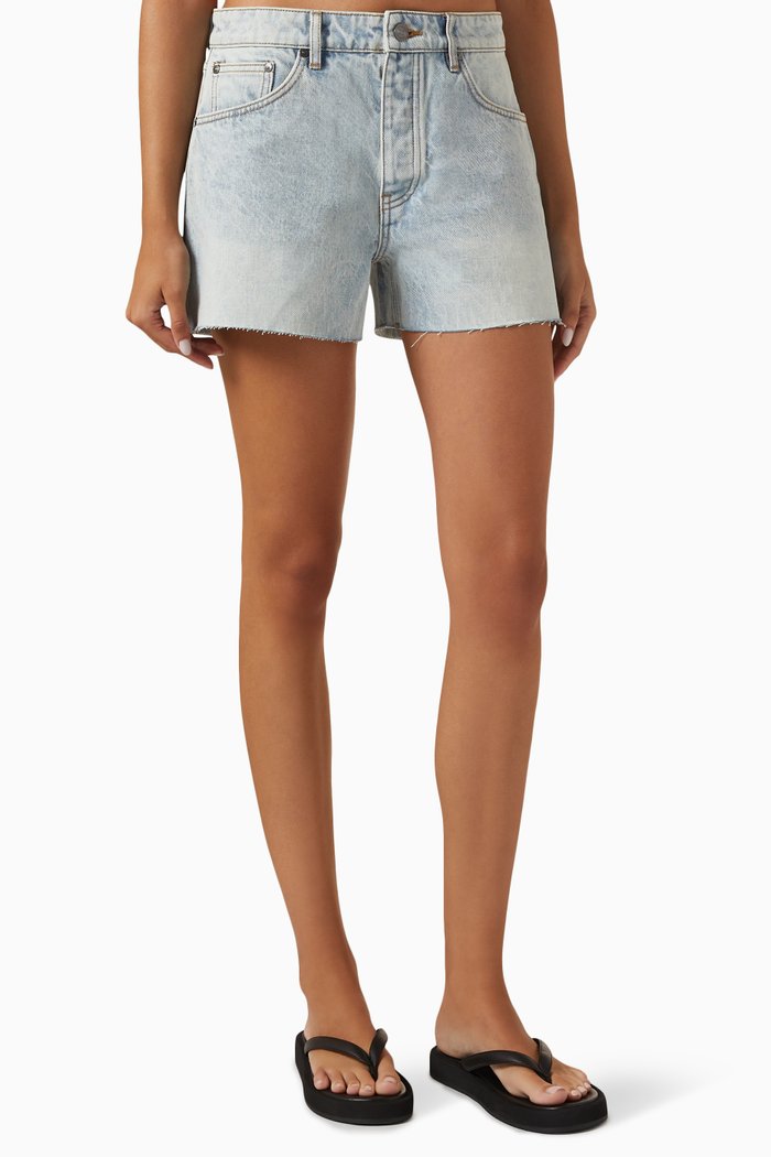 

Raw-hem Mini Shorts in Organic Cotton-denim, Blue