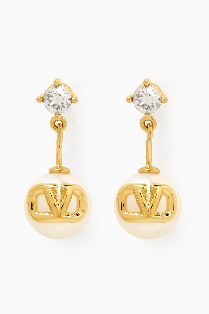 

Valentino Garavani VLOGO Swarovski® & Pearl Drop Earrings in Metal, Metallic