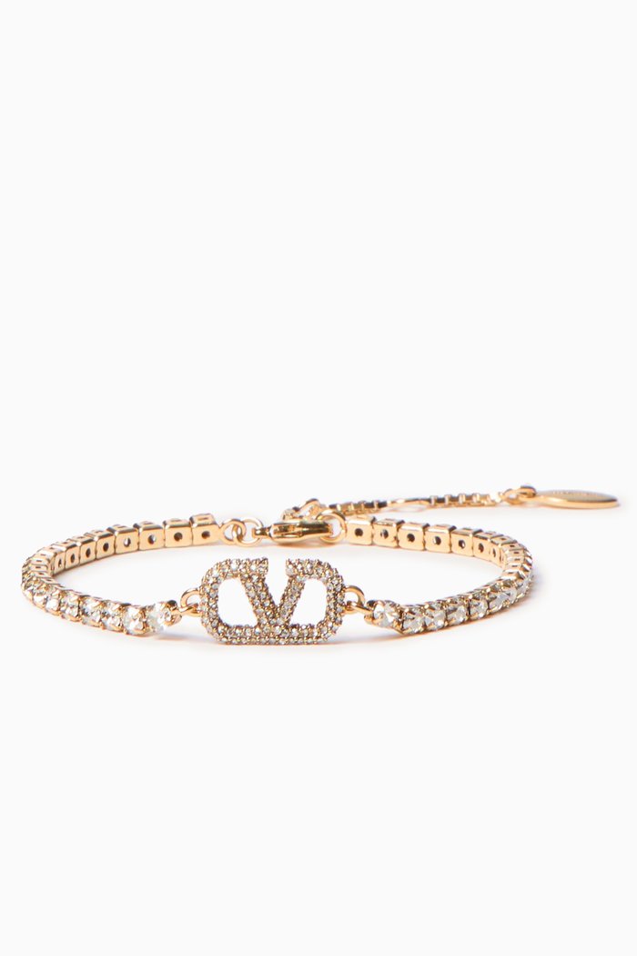 

Valentino Garavani VLOGO Signature Swarovski Crystal Bracelet, Metallic