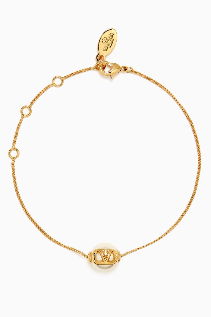 

Valentino Garavani VLOGO Signature Pearl Bracelet in Metal, Metallic