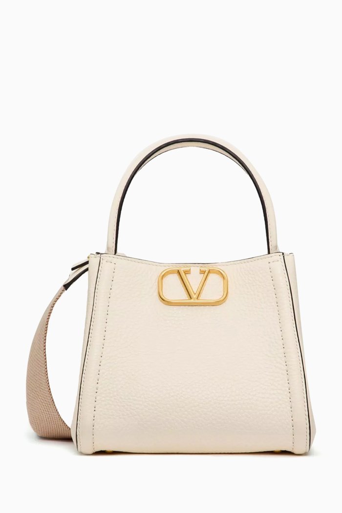 

Valentino Garavani Small Alltime Top-handle Bag in Calfskin, White