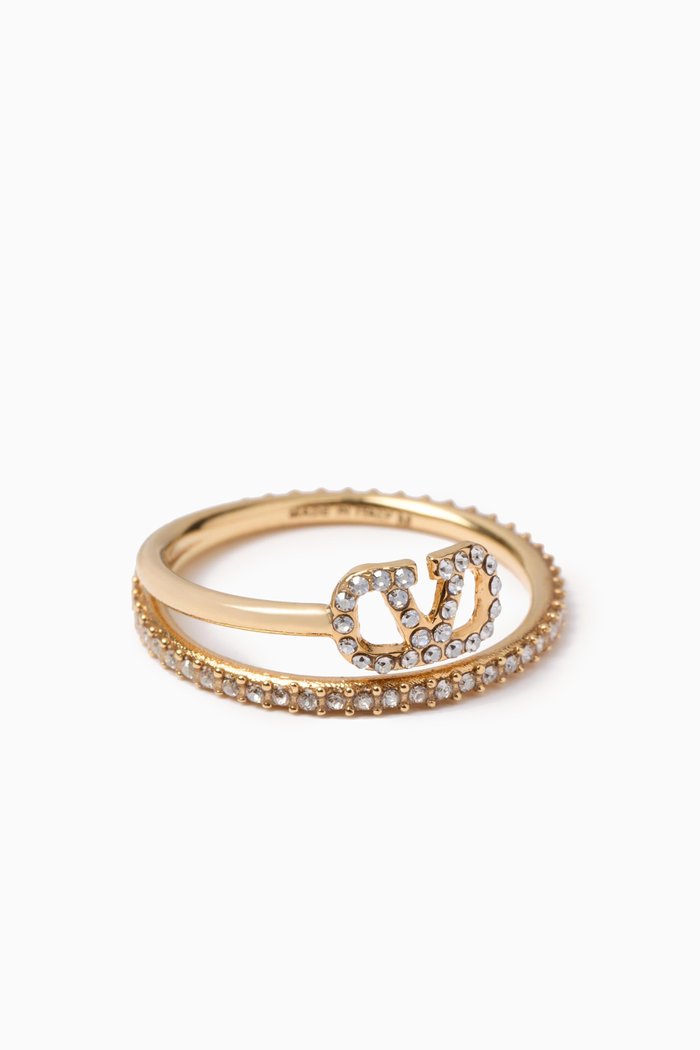

Valentino Garavani VLOGO Signature Swarovski® Ring in Metal, Metallic
