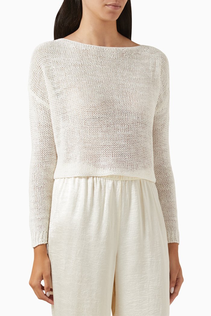 

Bateau Sweater in Linen Open-knit, White