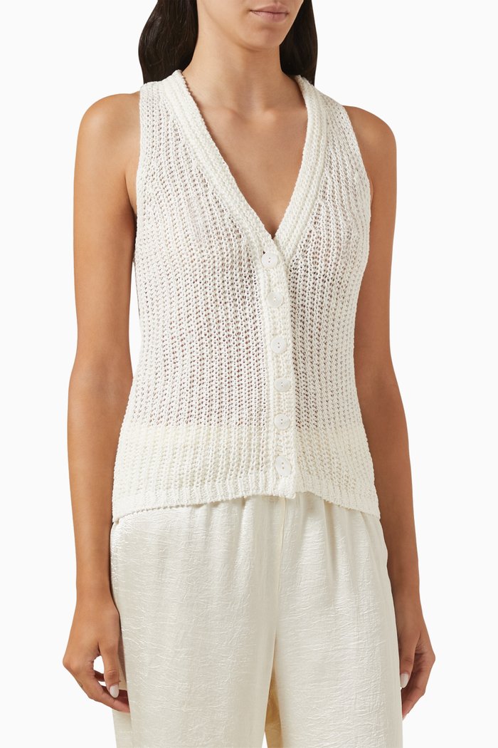 

Vest in Linen Open-knit, White