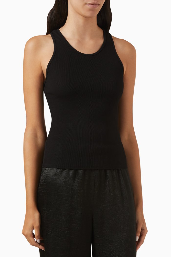 

Rib Sheath Tank in Silk-blend, Black