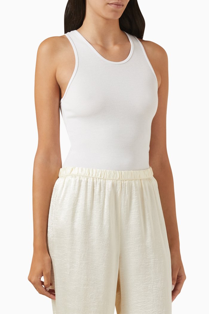

Rib Sheath Tank in Silk-blend, White