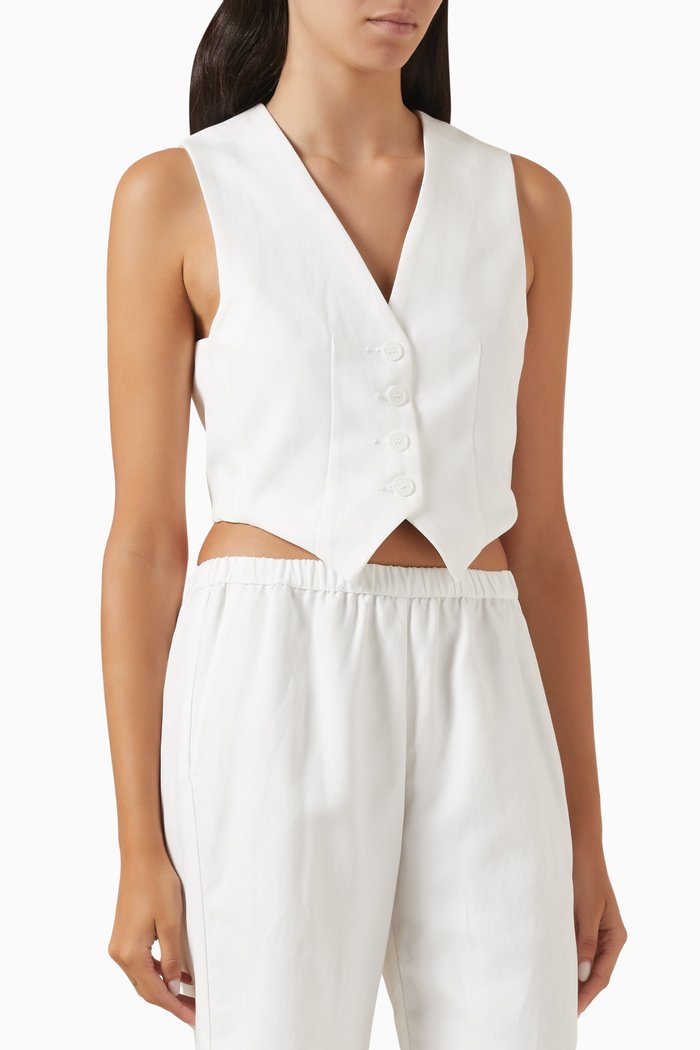 Vest in Tencel-blend Twill, Neutral
