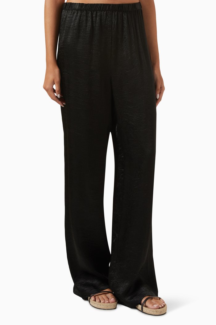 

Textured Pants in Satin, Black
