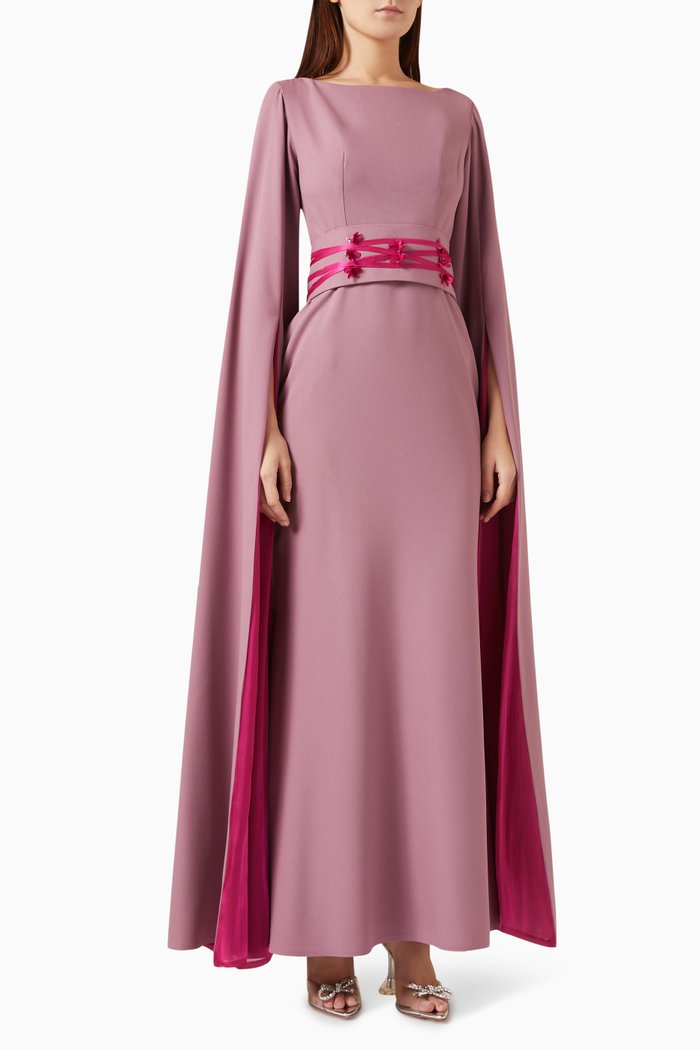 

Cape-sleeve Maxi Dress, Pink