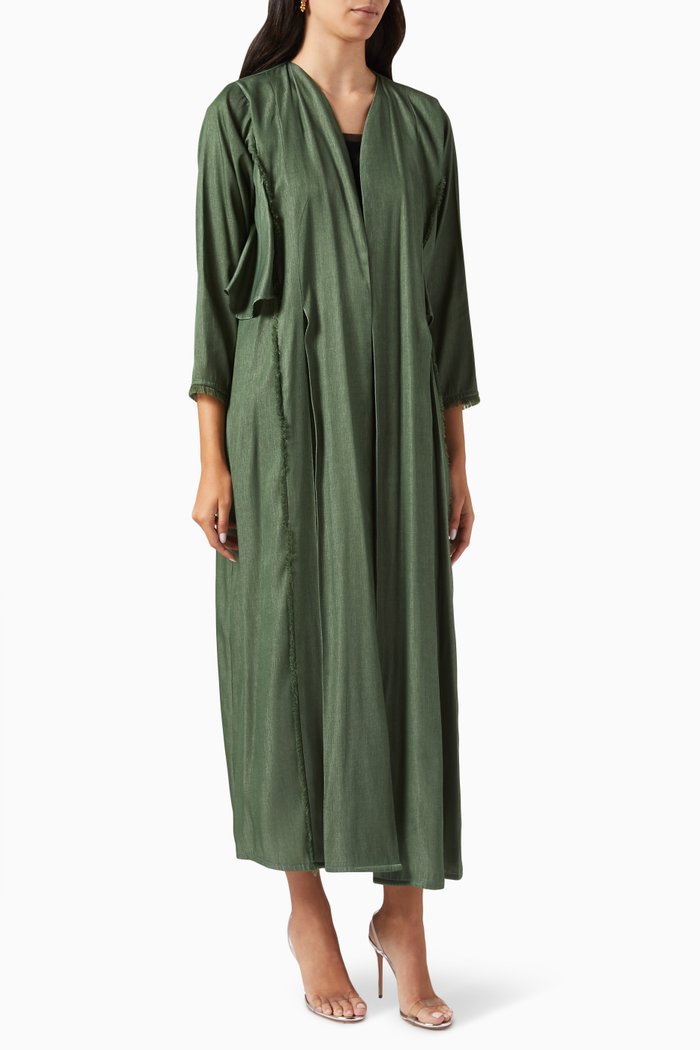 

Ruffle Pleated Abaya, Green