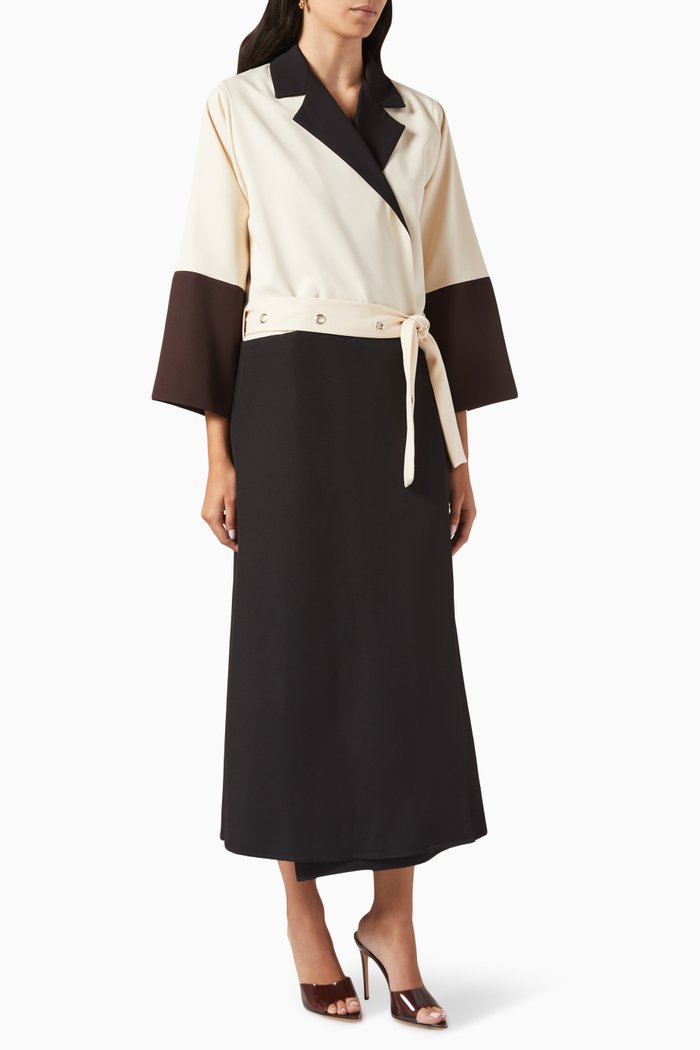 

Belted Colour-block Abaya, Multicolour