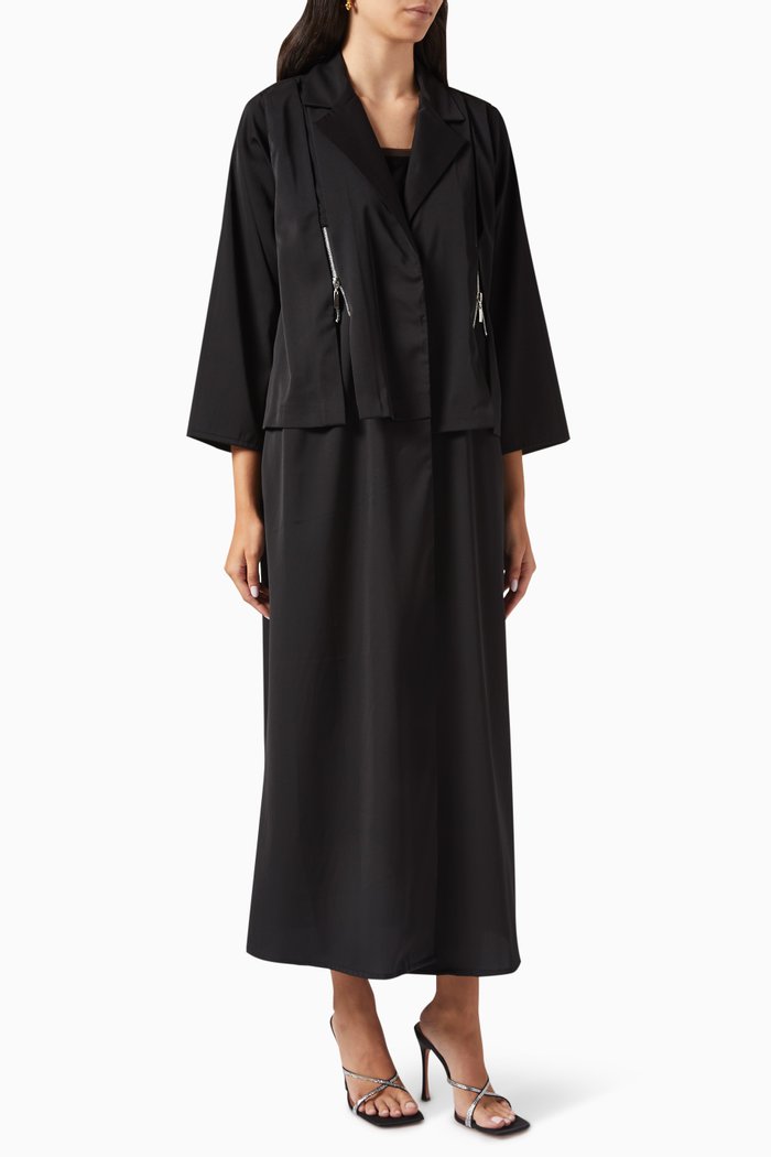 

Zip-detail Cape Abaya, Black