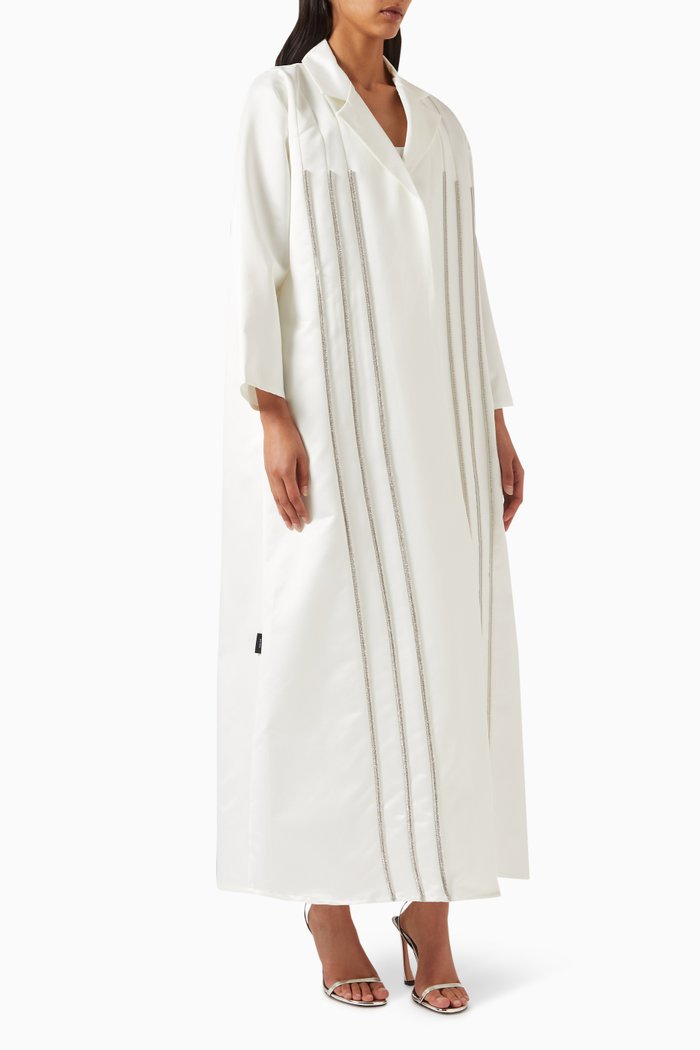 Crystal-embellished Abaya, Neutral