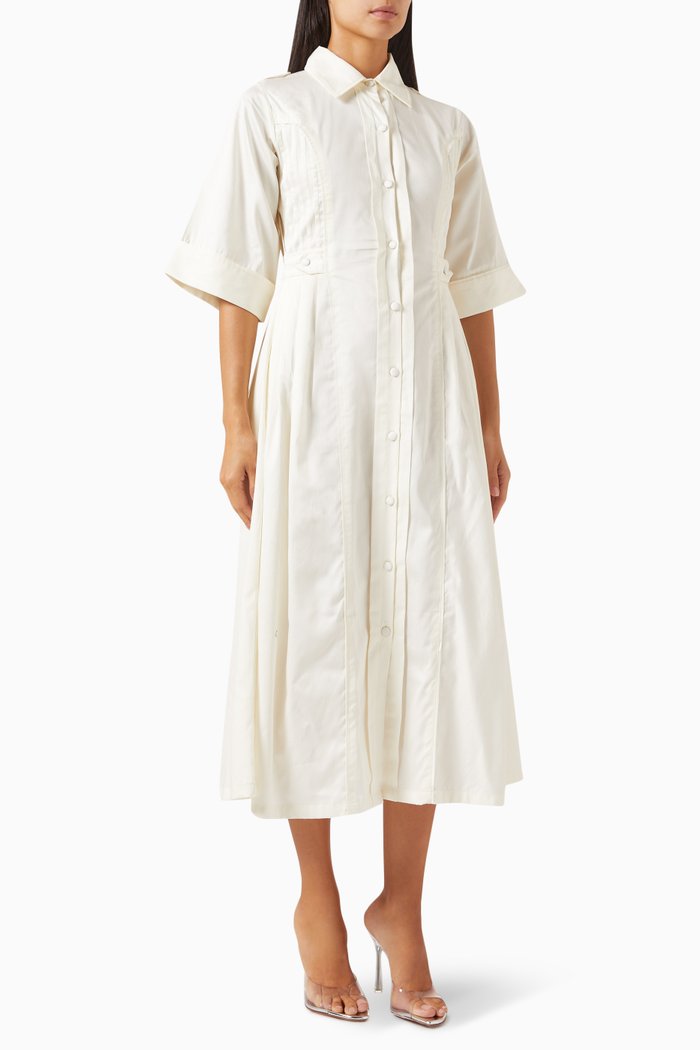 

Amelia Midi Dress in Cotton-satin, White