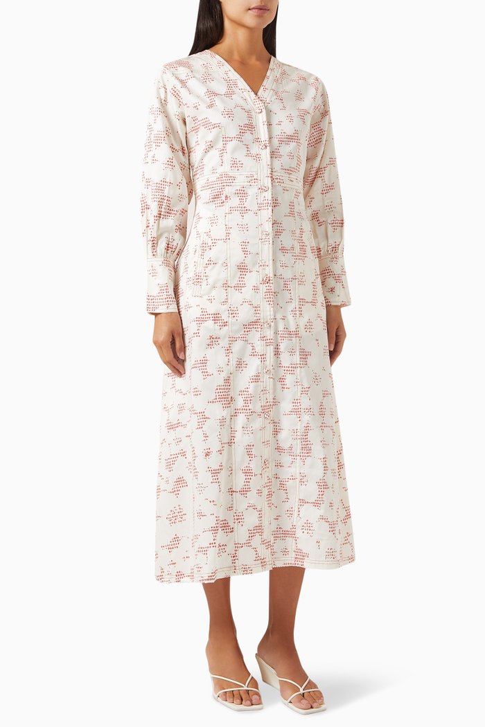 Innis Midi Dress in Cotton-satin, Neutral