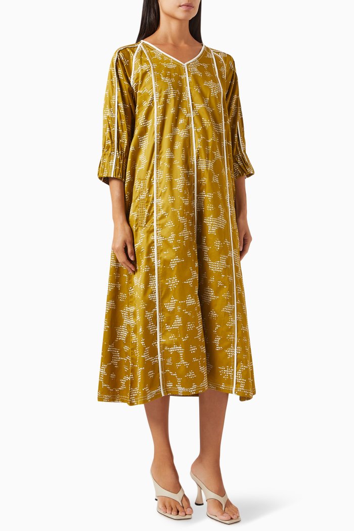 

Frida Midi Dress in Cotton-poplin, Gold