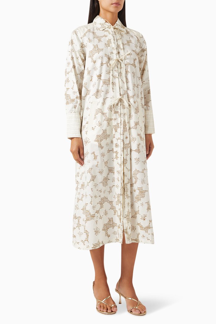 

Bella Midi Dress in Cotton-satin, Neutral