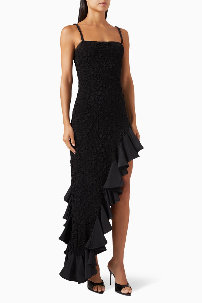 

Flamenco Ruffled Maxi Dress, Black