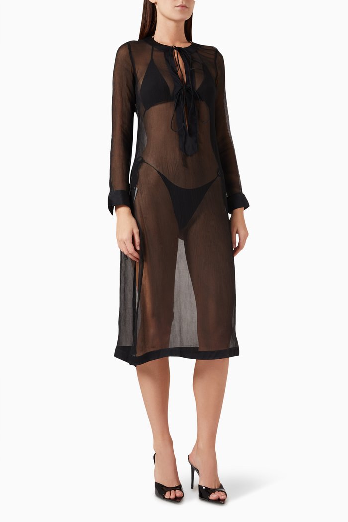 

Iman Sheer Midi Dress, Black