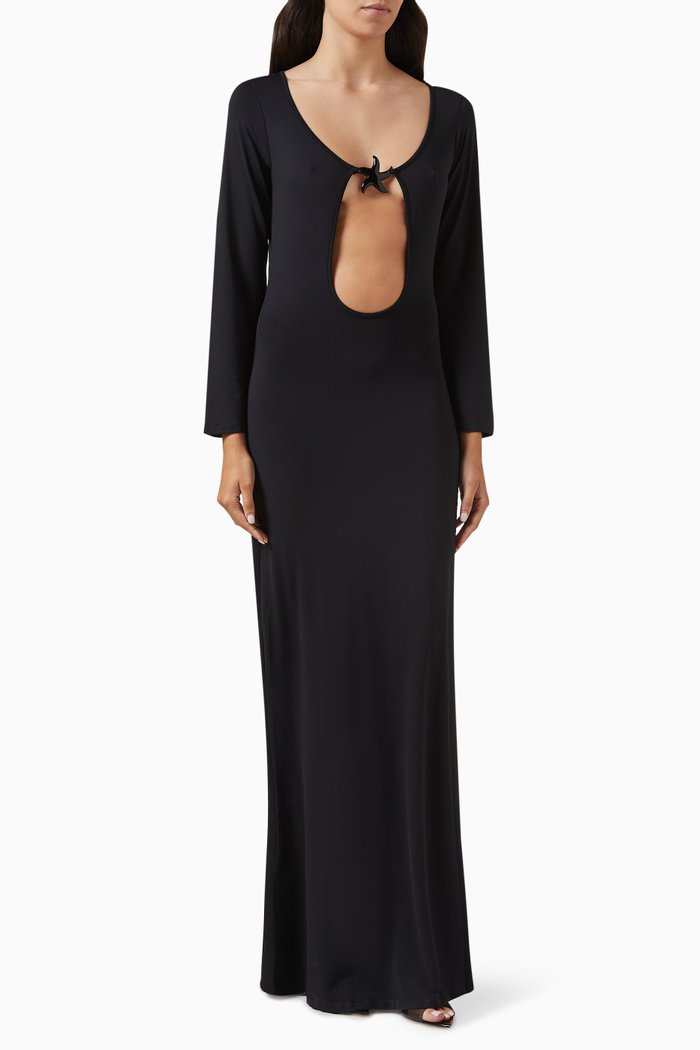 

Star Maxi Dress in Satin, Black